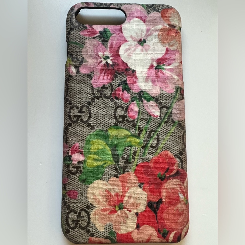 Gucci GG Blooms Brown floral 8+ iPhone case Logo Stamp